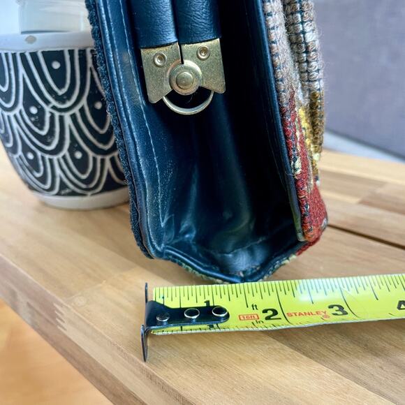 Lou Taylor Miami Vintage Frame Purse Floral Art Tapestry Gold Hardware - Picture 15 of 16